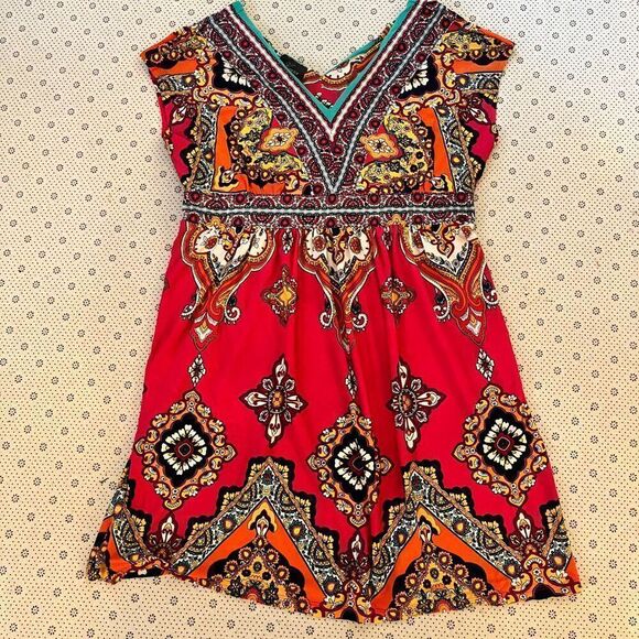 Kiara XL Pink Boho Midi Dress - Picture 2 of 10